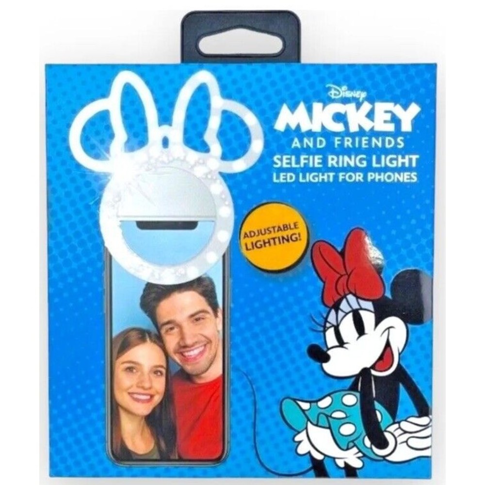 Disney Minnie Mouse Cell Phone Selfie LED Ring Light 3 Brightness Settings, NEW